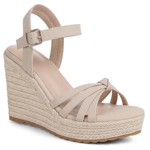 Mikarka Women's Platform Ankle Strap Open Toe Espadrille Wedge Sandals for Summer