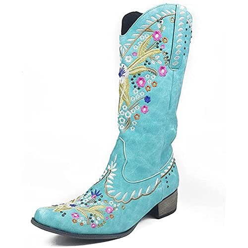 Floral Embroidered Cowboy Boots for Women - Western Style