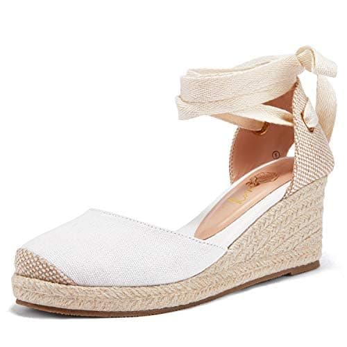Ruanyu Women's Lace-Up Platform Espadrille Wedge Sandals