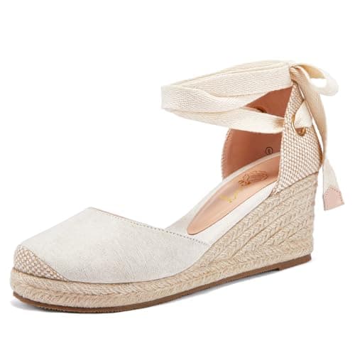 Ruanyu Women's Lace-Up Platform Espadrille Wedge Sandals
