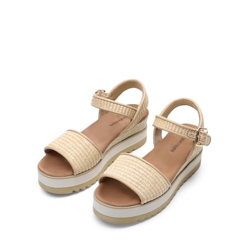 Dream Pairs Women's Open Toe Buckle Ankle Strap Espadrille Platform Wedge Sandals