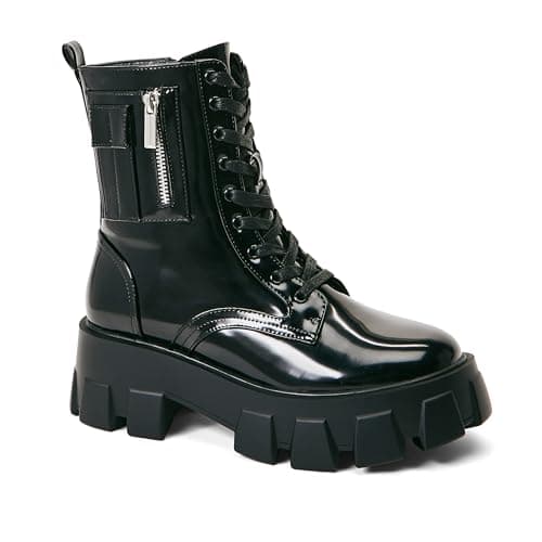JustFab Women's Lace-Up Ankle Booties - Reverie Platform Boots