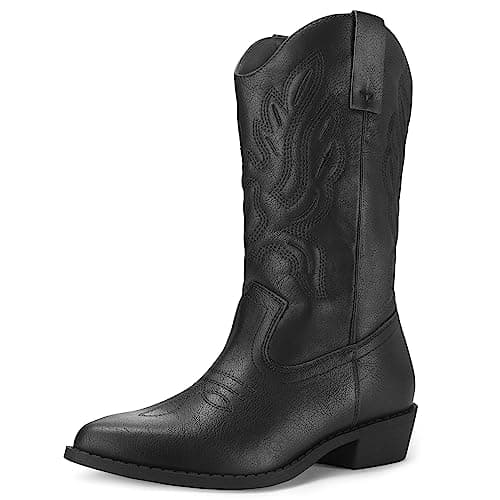 Embroidered Mid-Calf Cowgirl Boots for Women