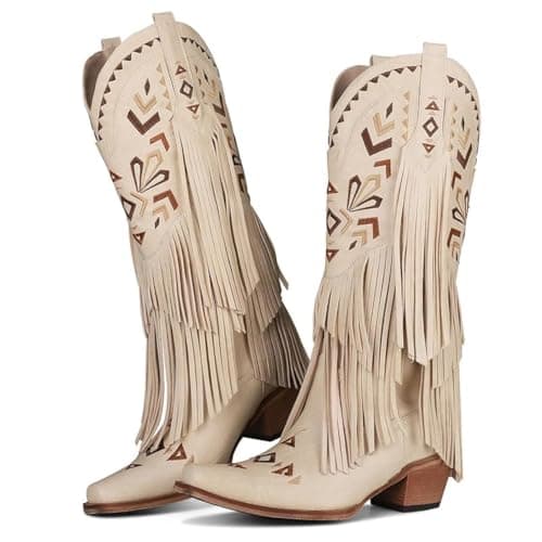 SaraIris Women's Knee High Fringe Boots