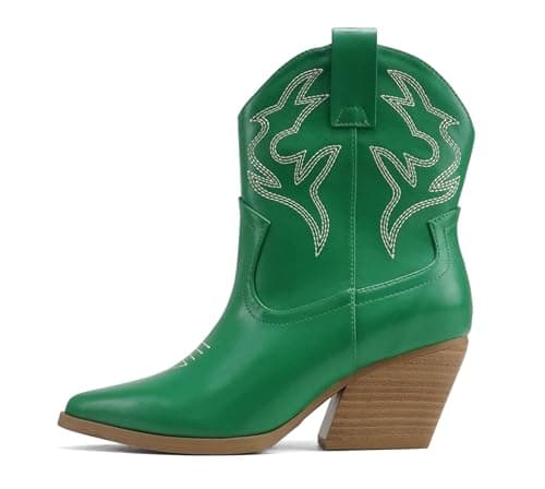 BLAZING Women's Western Bootie Pointe Toe Low Heel (Wide Fit Available)