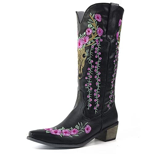 Floral Embroidered Cowboy Boots for Women - Western Style