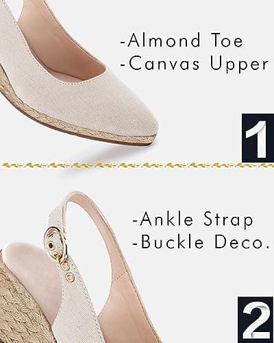 Juliet Holy Women's Comfortable Cream Wedge Espadrille Slingback Sandals, Size 8