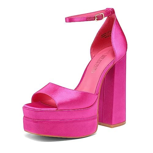 Dream Pairs Chunky Block Platform Heels for Women-Ankle Strap Open Square Toe Sandals