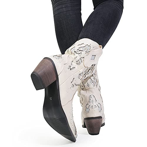 Women's Rhinestone Cowboy Boots for Rodeo - Mid Calf Western Style