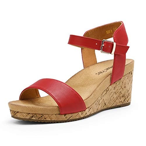 Dream Pairs Women's Open Toe Buckle Ankle Strap Platform Wedge Sandals