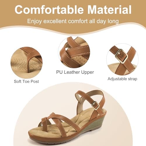 Aomigoct Black Women's Dressy Wedge Sandals - Comfortable Work & Casual Shoe