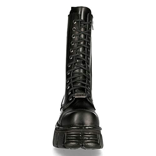M-MILI211C-C1 Women's Metallic Black Lace-Up Leather Boots