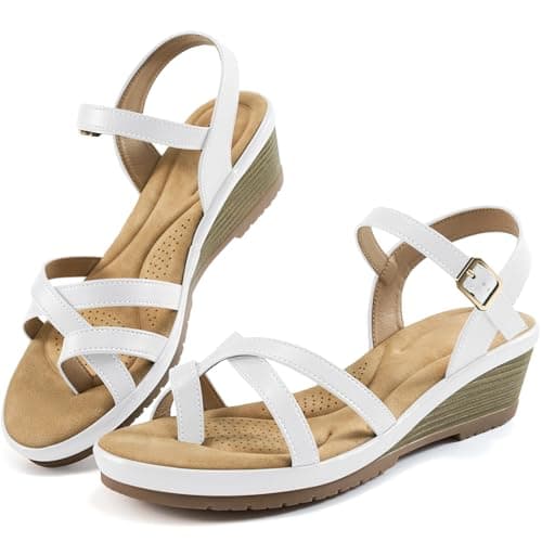 Aomigoct Black Women's Dressy Wedge Sandals - Comfortable Work & Casual Shoe