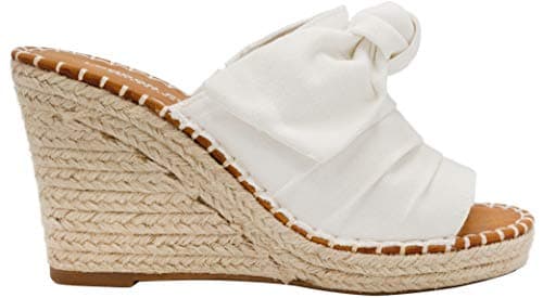Womens LONDON FOG Heidi Espadrille Wedge Sandals with Bow Detail