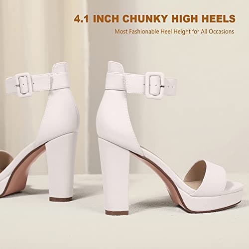 IDIFU Women's Sabrina Platform Heeled Sandals Wedding Party Ankle Strap Shoes