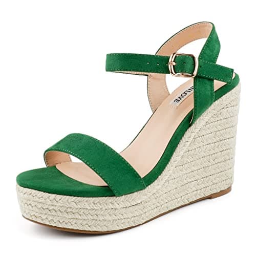 JOY IN LOVE Women's Wedge Espadrille Heel Sandals with Ankle Strap