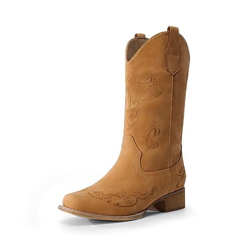 Dream Pairs Women's Embroidered Cowboy Cowgirl Boots for Theme Parties