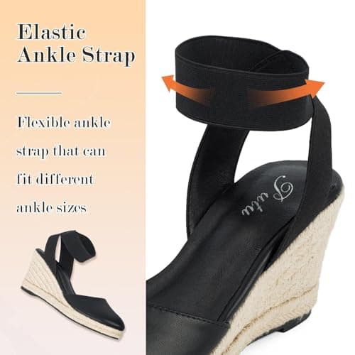 Elastic Ankle Strap Putu Espadrille Wedge Sandals for Women