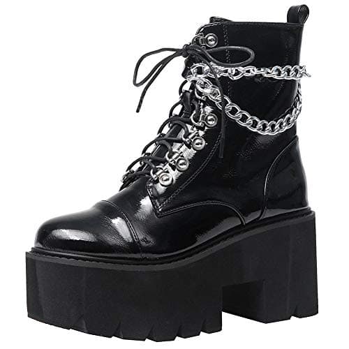 Studded Platform Combat Ankle Booties for Women in Mid Calf