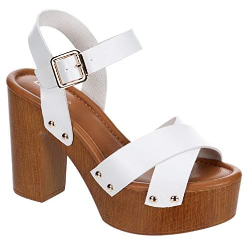 Limelight April Apple Women's Faux Wooden Heeled Platform Sandals