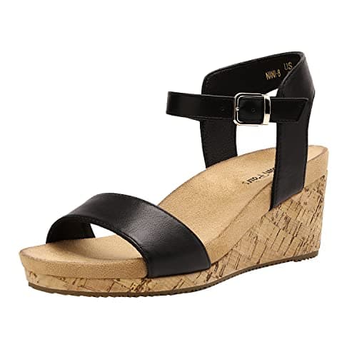 Dream Pairs Women's Open Toe Buckle Ankle Strap Platform Wedge Sandals
