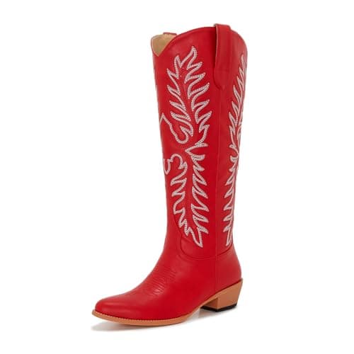 Classic Embroidered ZXHYZLZ Cowgirl Boots for Women Knee High 2" Heel