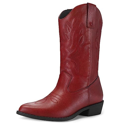 Embroidered Mid-Calf Cowgirl Boots for Women