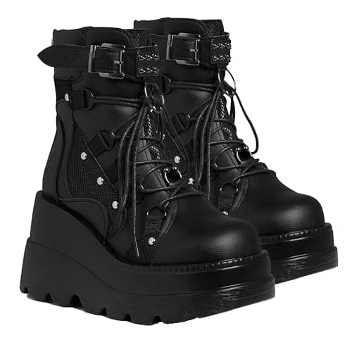 Rui Yue Women's Chunky Ankle Zipper Combat Boots
