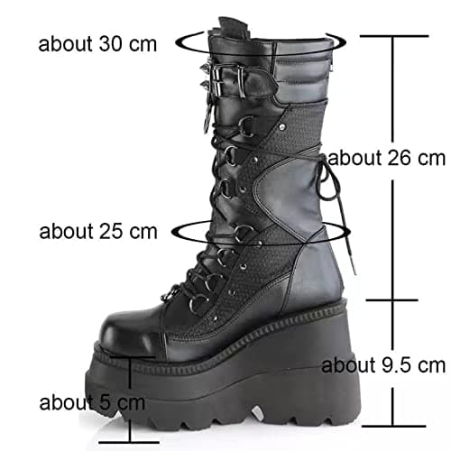 ZKXYFFS Chunky Heel Punk Goth Lace-Up Women's Boots
