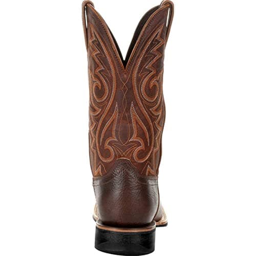 Retro Western Cowboy Boots for Menchunky Heel Pull-On Leather Toe Embroidery