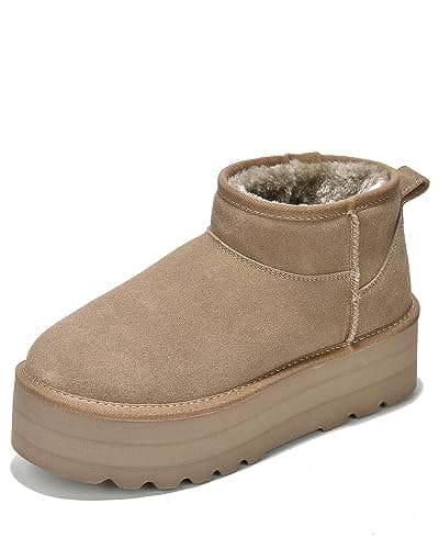 Genuine Suede Leather Ankle Boots for Women - Lightweight Winter Boots