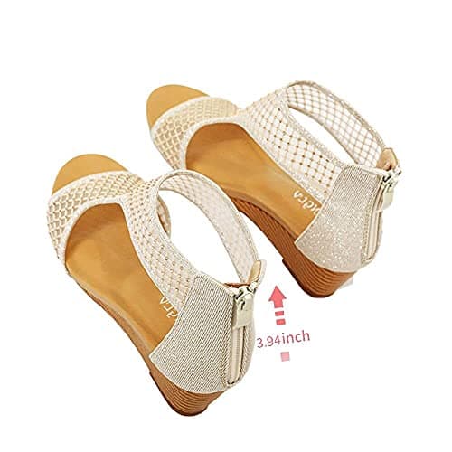 WOJWSKI Women's High Heel Slide Sandal with Zip Back Platform