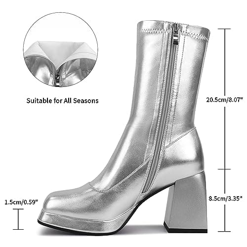 JEDKARAR Sassy Square Toe Go Go Boots for Women