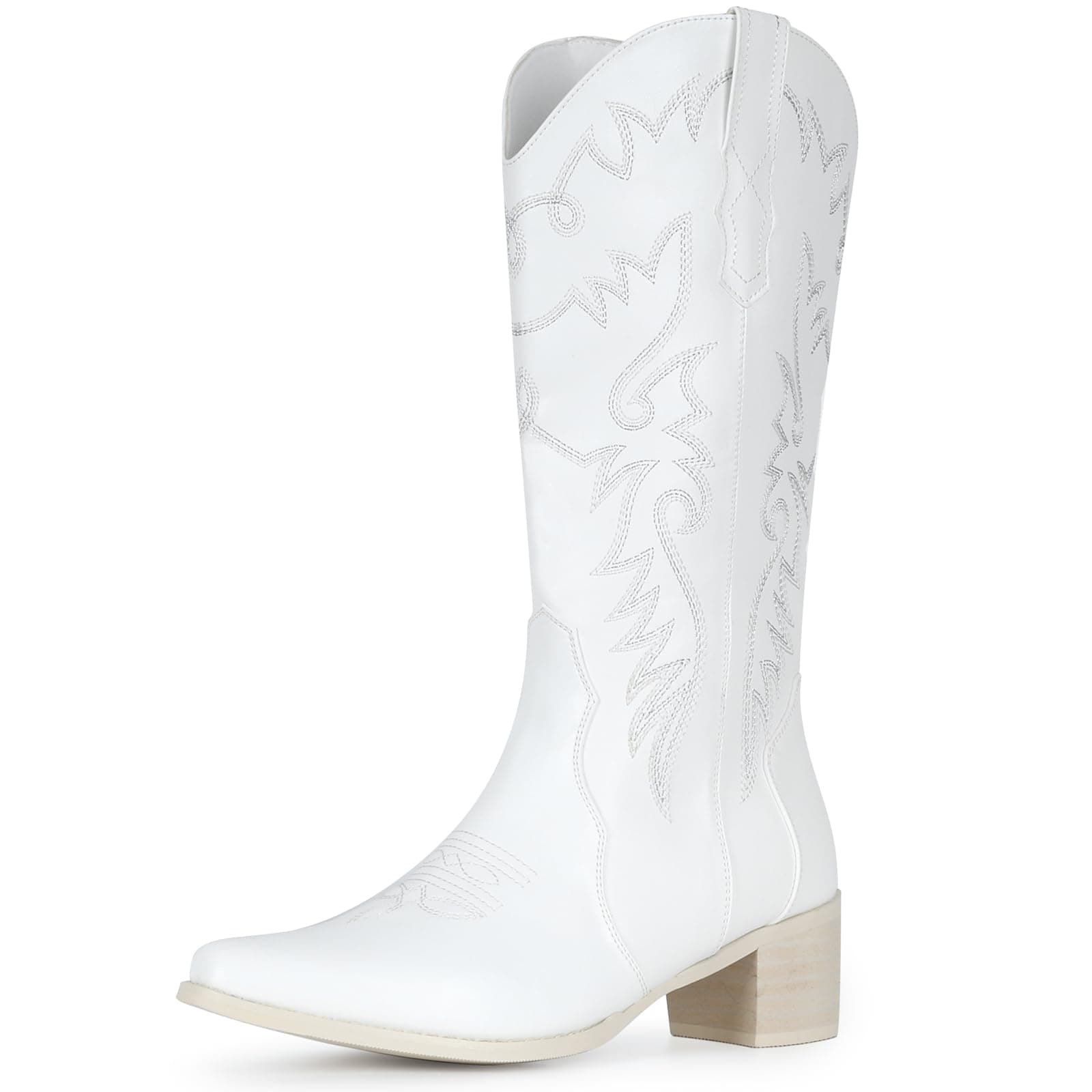 IXU Women's Pointy Toe Mid Calf Western Cowgirl Boots