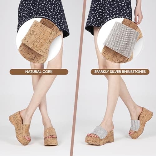 Mikarka Women's Dressy Summer Slip-On Cork Platform Sandals