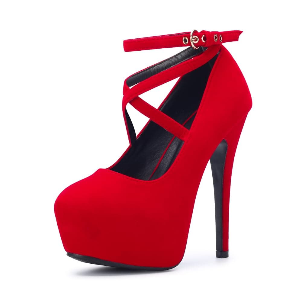 OCHENTA Women's Ankle Strap Platform High Heels Party Pumps