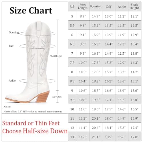 Western Cowboy Boots for Women - Knee High Wide Calf with Classic Embroidery