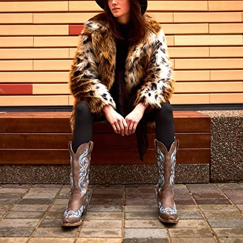 HISEA Chunky Heel Cowgirl Boots for Women Mid-Calf Style