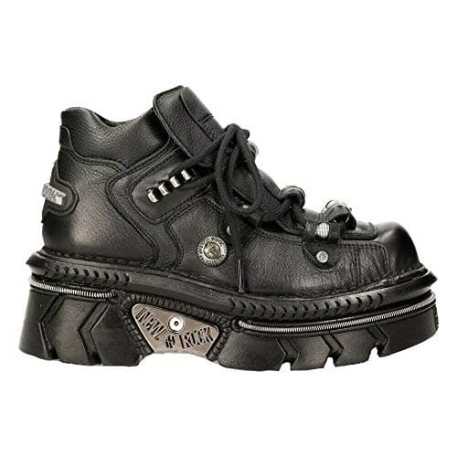 New Rock M-215-S6 Women's Goth Punk Black Metallic Platform Boots