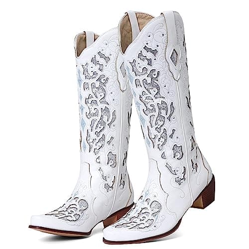 SaraIris Black Cowgirl Knee High Boots for Women