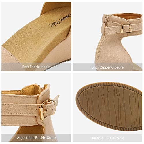 Dream Pairs Women's Open Toe Buckle Ankle Strap Platform Wedge Sandals