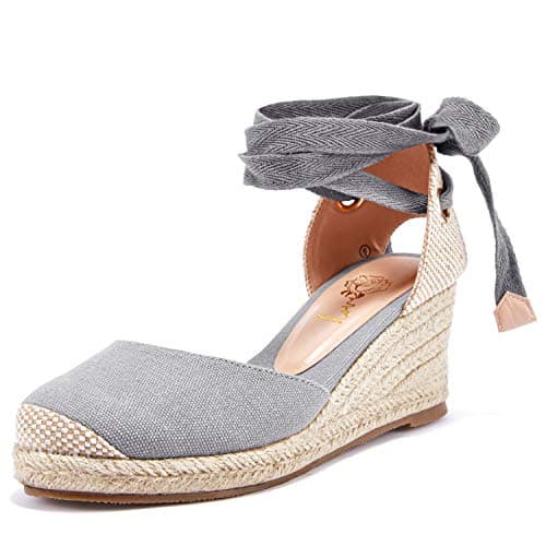 Ruanyu Women's Lace-Up Platform Espadrille Wedge Sandals