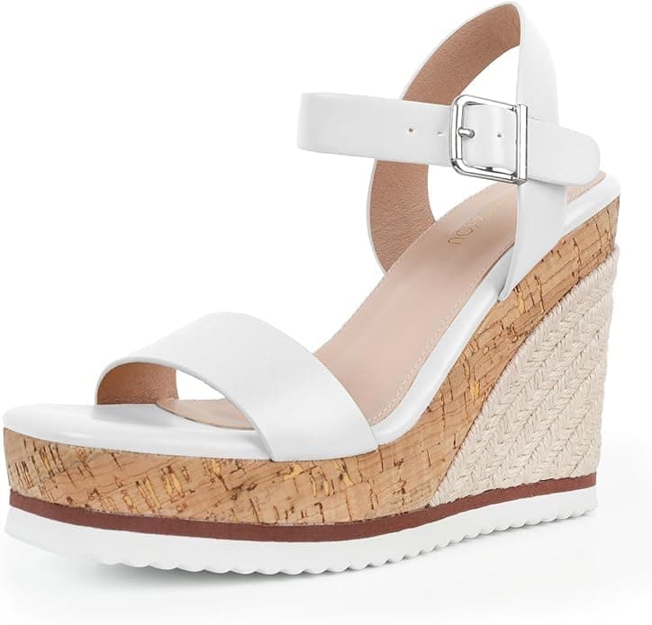 Viapipa Women's Dressy Wedge Sandals, Adjustable Ankle Strap, Comfortable High Heel