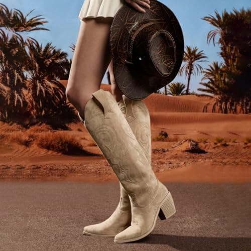 Wetkiss Women's Knee-High Rhinestone Western Boots