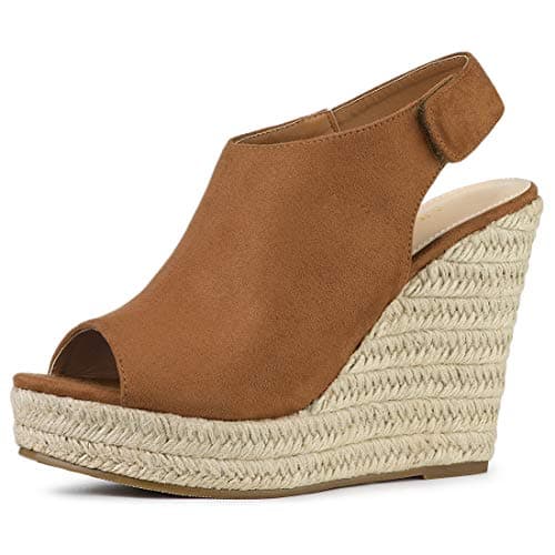 Allegra K Women's Espadrille Platform Heeled Wedge Sandals