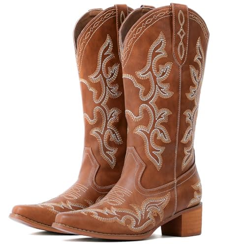 Classical Embroidered Pointy Toe Western Boots for Women