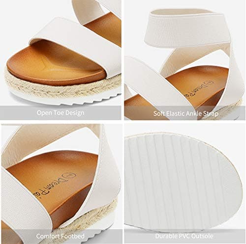 DREAM PAIRS Women's Open Toe Ankle Strap Espadrille Flatform Sandals