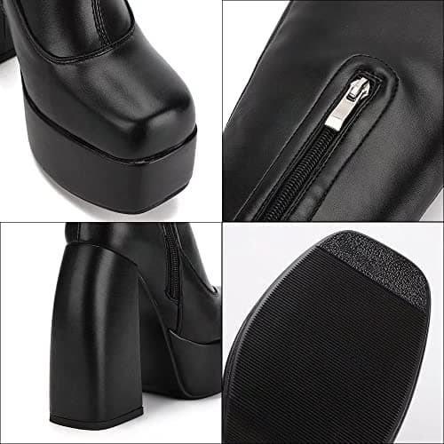 Greemarliy Women's Punk Style Mid Calf Knee High Combat Boots