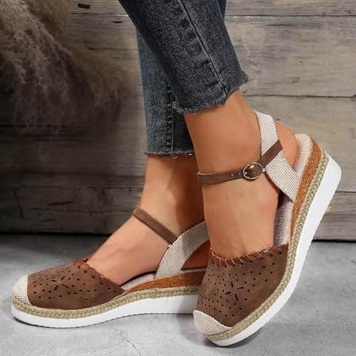 2025 Women's Comfortable Anti-Slip Espadrille Wedge Sandals with Adjustable Buckle