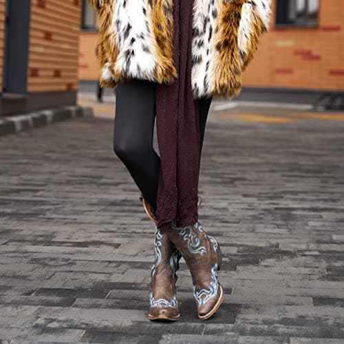 HISEA Chunky Heel Cowgirl Boots for Women Mid-Calf Style